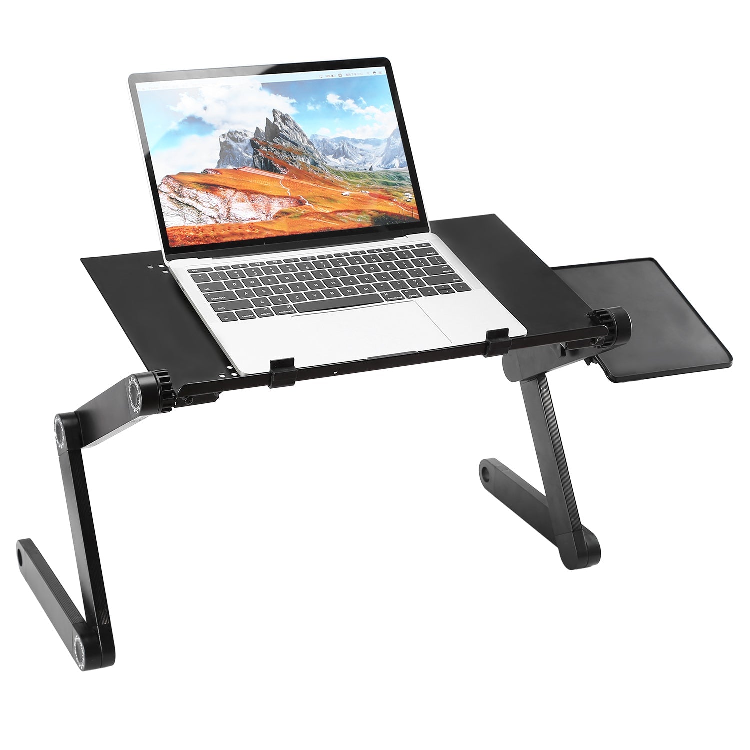 Foldable Laptop Table Bed Notebook Desk with Mouse Board Aluminum Alloy Breakfast Snacking Tray for Home Office Travel Use - NobAdy's Favorite
