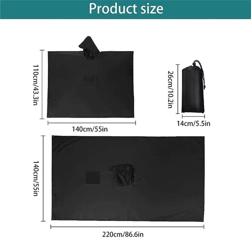 3 In 1 Outdoor Military Raincoat Hooded Sleeve Waterproof Rain Poncho Motorcycle Rain Cover Camping Hiking Travel Rainwear Tent - NobAdy's Favorite