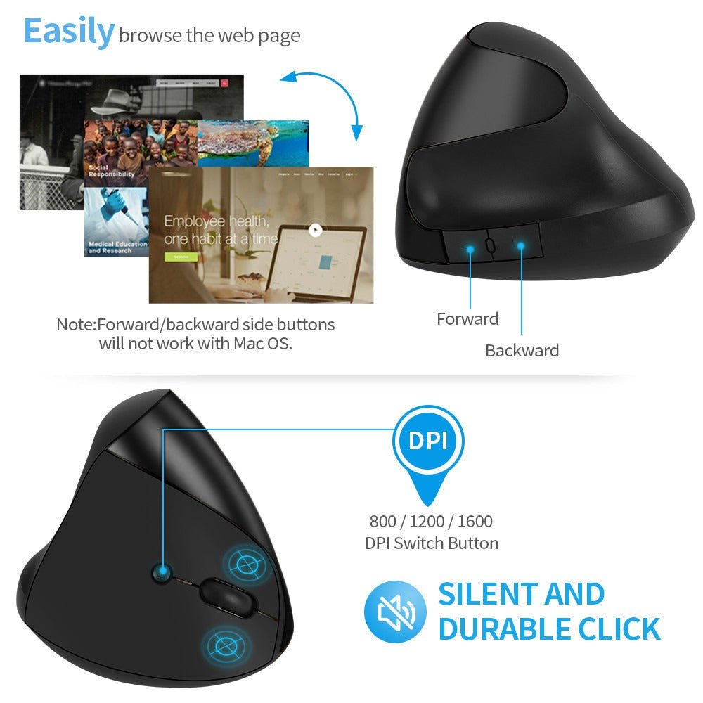 Ergonomic Optoelectronic Silent Charging 2.4G Wireless Mouse Vertical and Handheld - NobAdy's Favorite