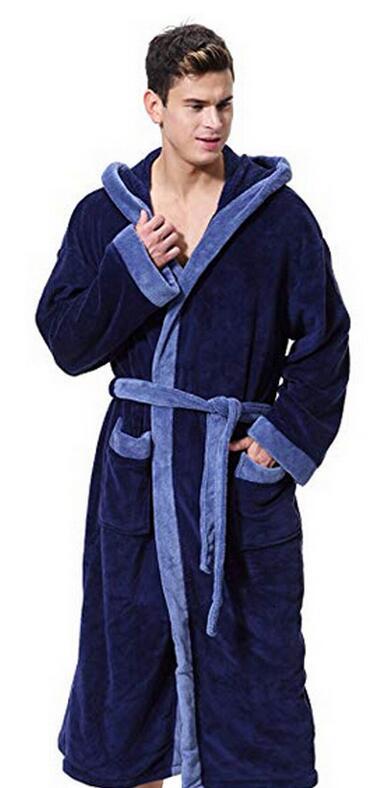 Men's Simple Colorblock Hood Patch Pocket Bathrobe - NobAdy's Favorite