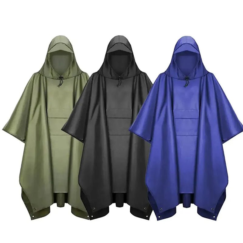 3 In 1 Outdoor Military Raincoat Hooded Sleeve Waterproof Rain Poncho Motorcycle Rain Cover Camping Hiking Travel Rainwear Tent - NobAdy's Favorite