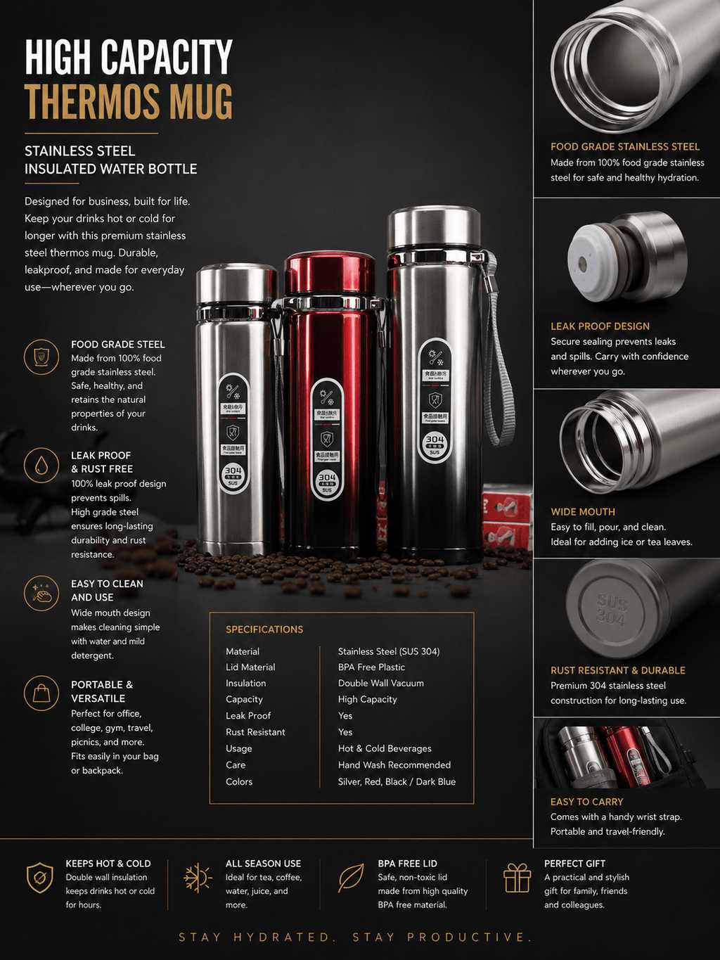 High-Capacity Thermos Mug - NobAdy's Favorite