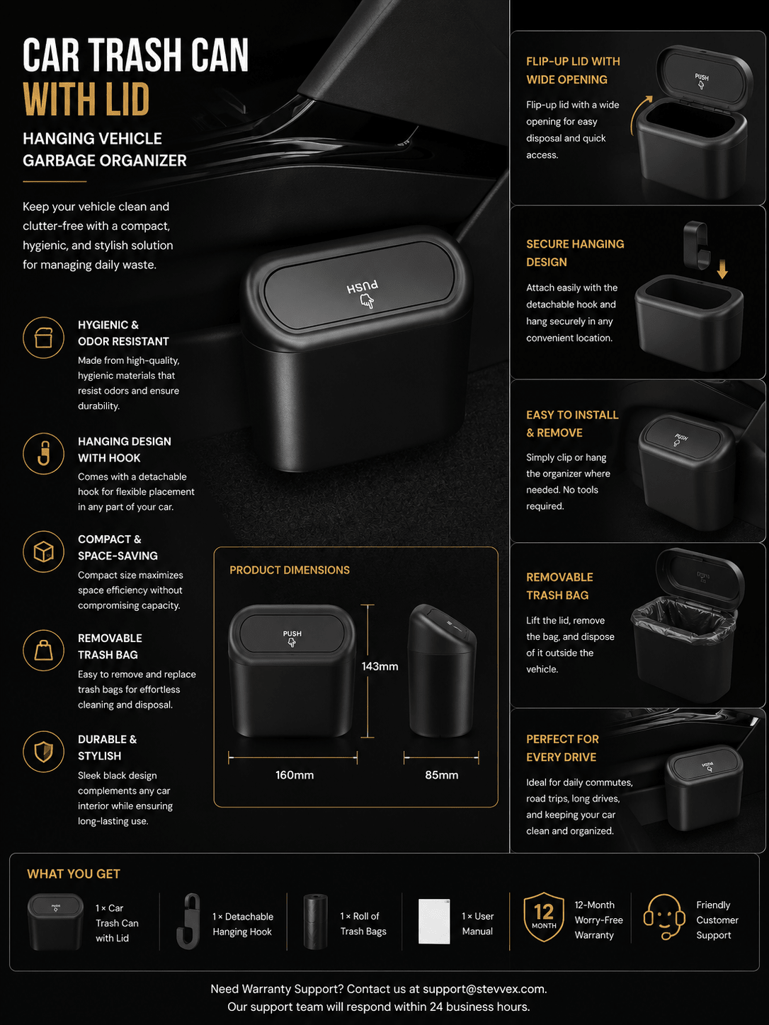 Car Trash Can with Lid - NobAdy's Favorite