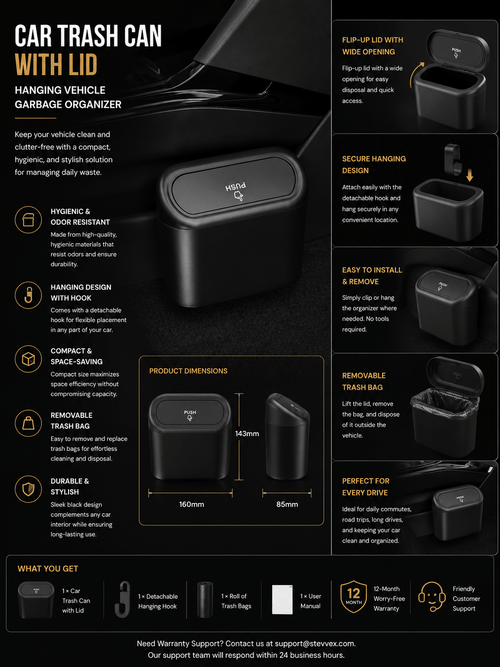 Car Trash Can with Lid - NobAdy's Favorite