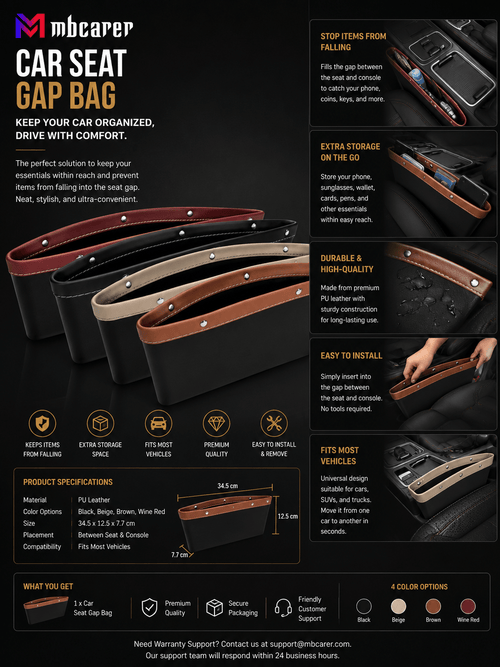 Car Seat Gap Bag - NobAdy's Favorite