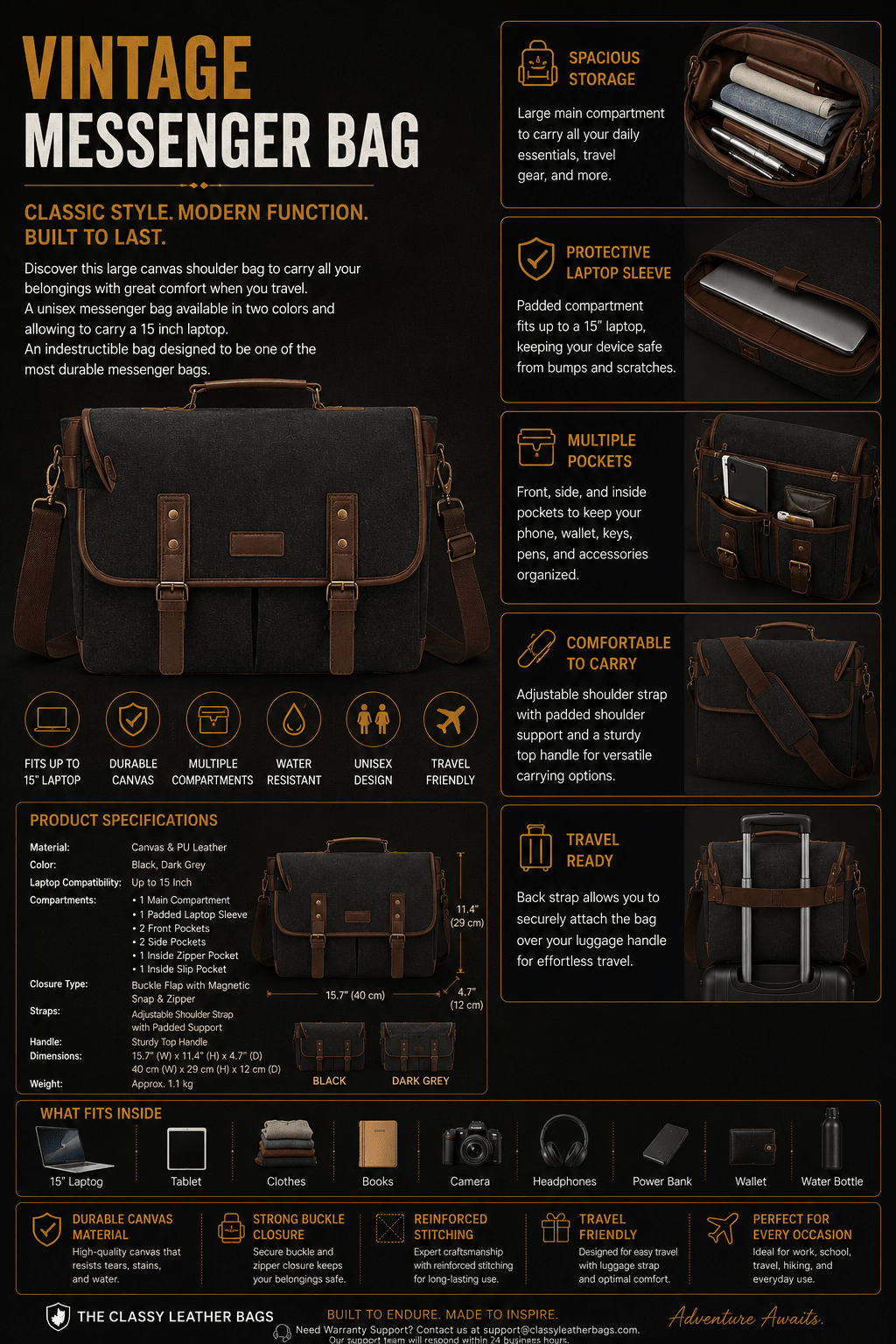 Vintage Canvas Messenger Bag - NobAdy's Favorite
