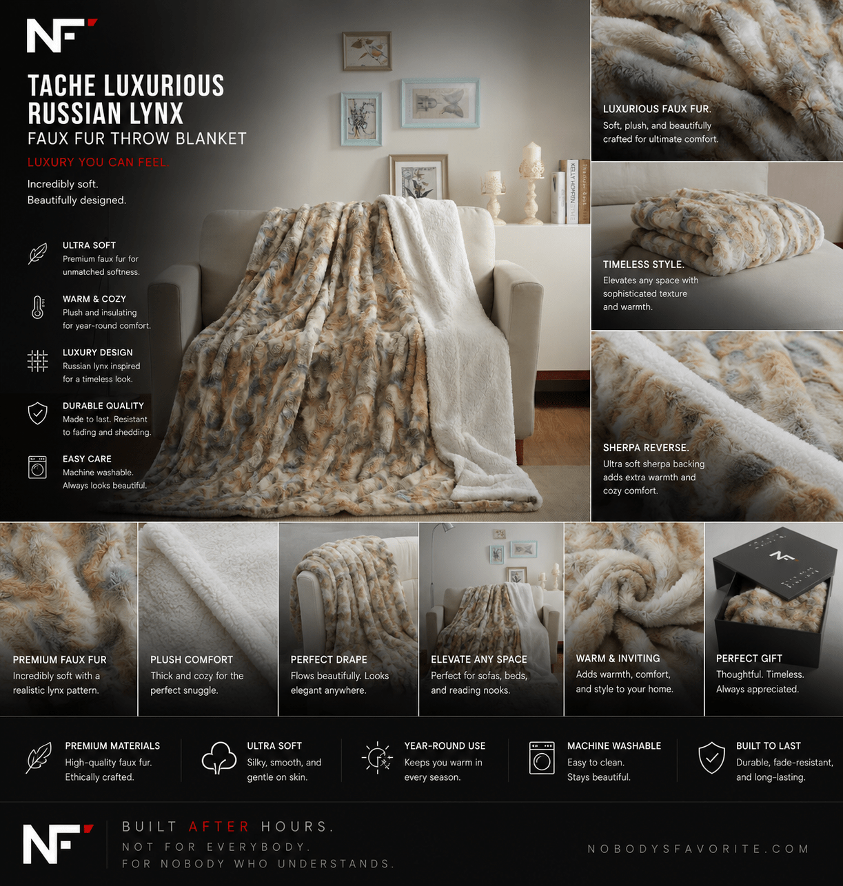 Tache Luxurious Russian Lynx Faux Fur Throw Blanket - NobAdy's Favorite