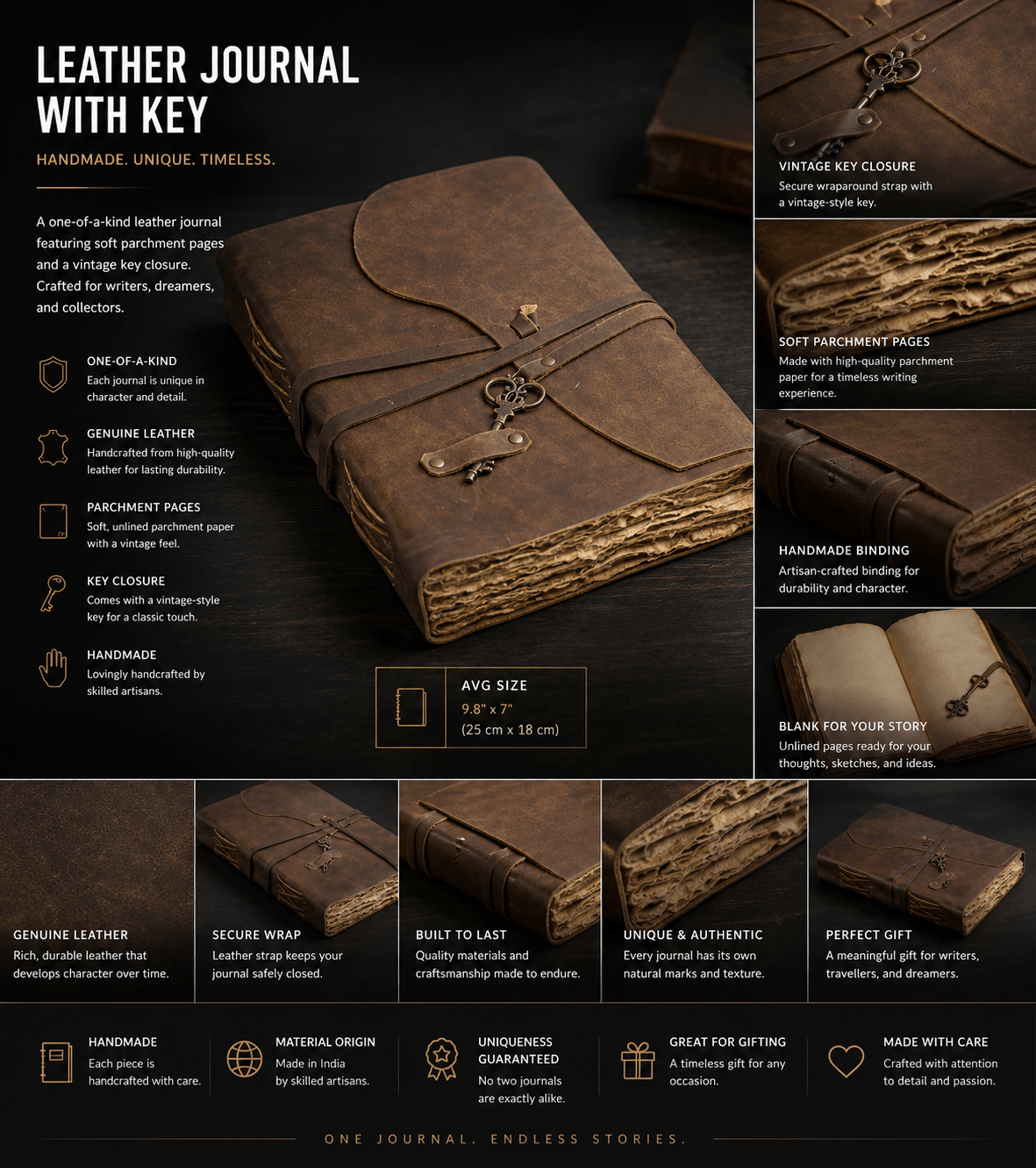 Leather Journal with Key - NobAdy's Favorite