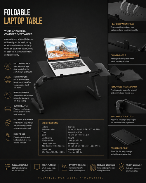 Foldable Laptop Table - NobAdy's Favorite