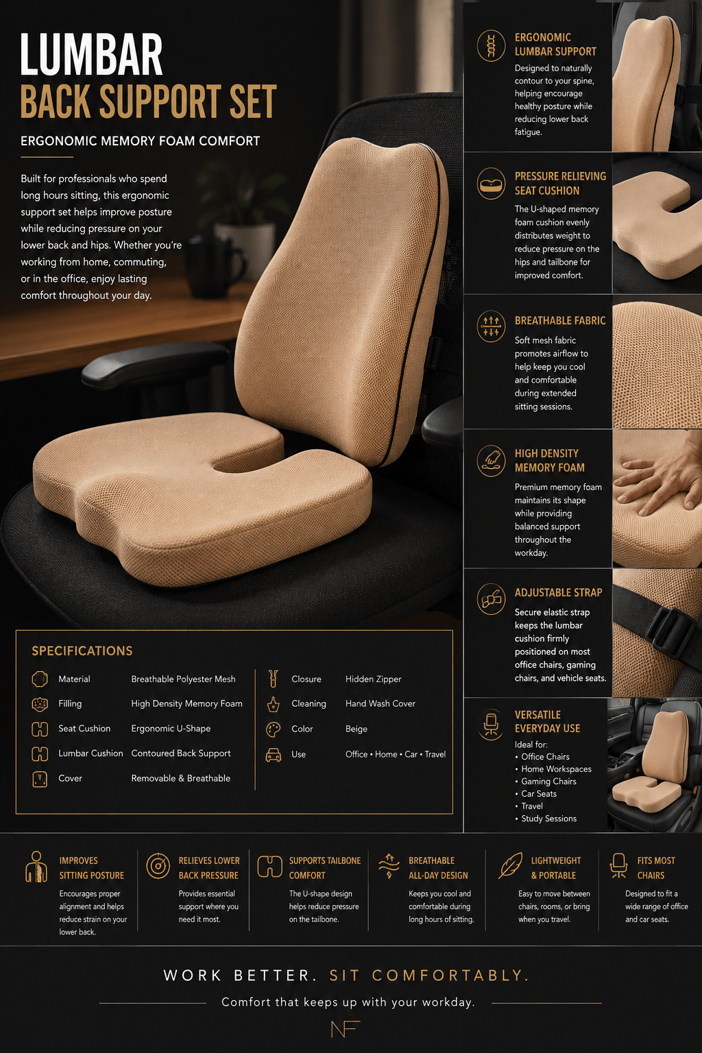 Lumbar Back Support Set - NobAdy's Favorite