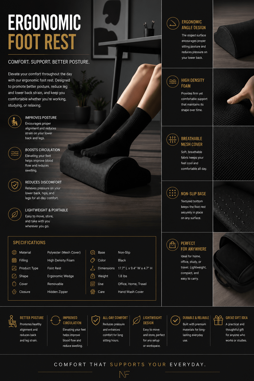 Ergonomic Foot Rest - NobAdy's Favorite
