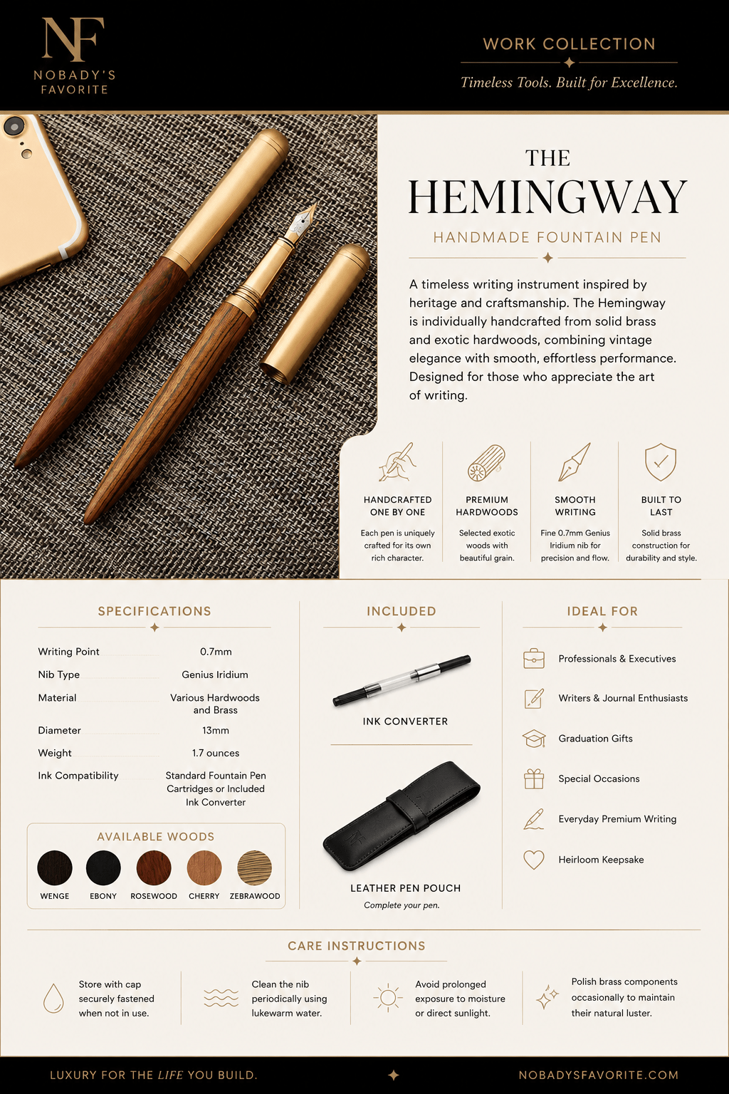 The Hemmingway Handmade Fountain Pen - NobAdy's Favorite