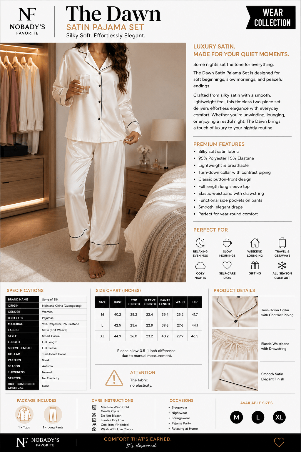 The Dawn Satin Pajama Set - NobAdy's Favorite
