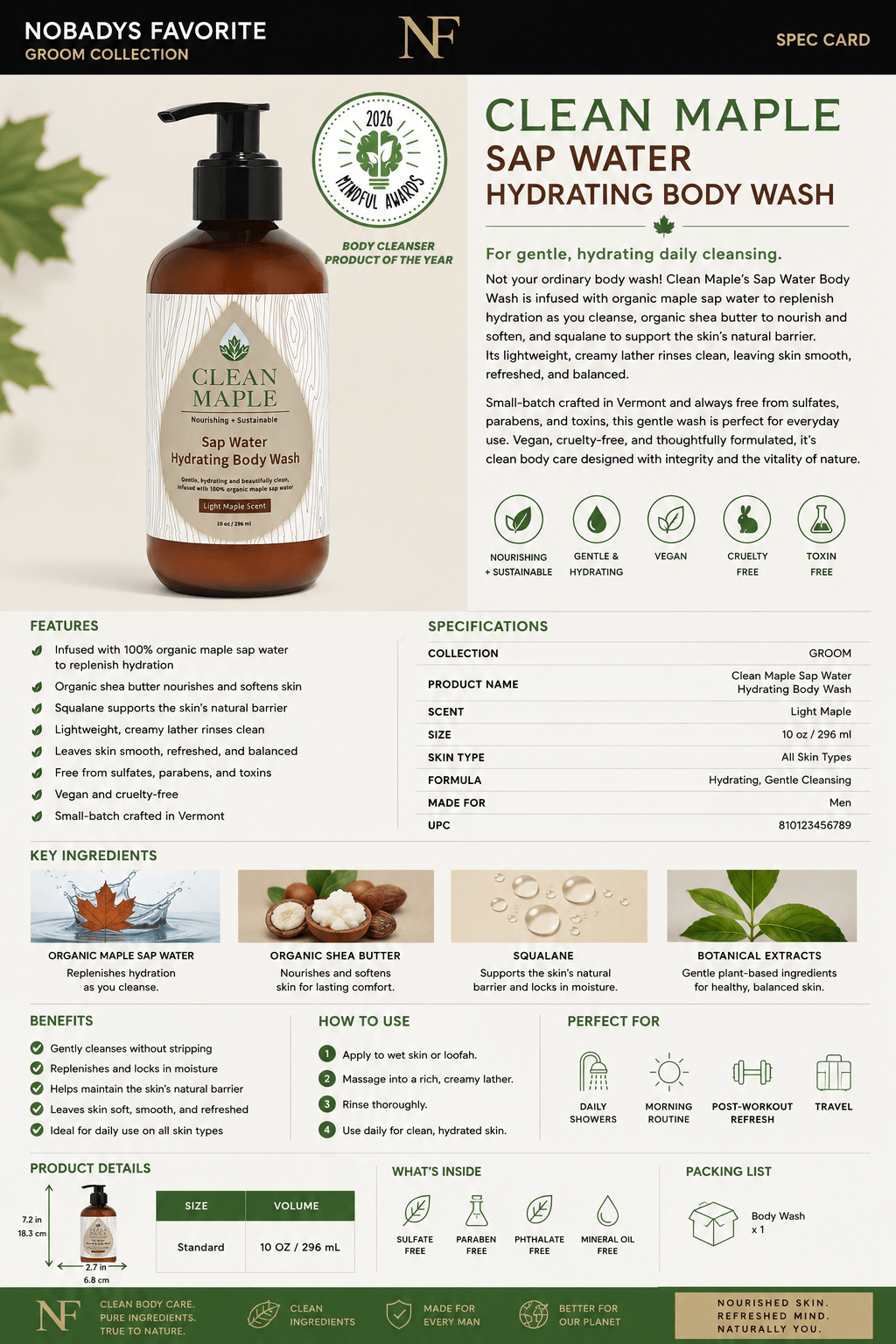 Maple Reserve Body Wash - NobAdy's Favorite