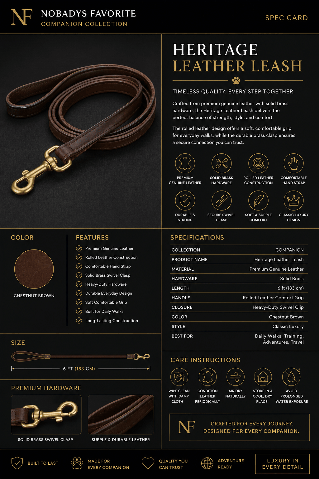 Heritage Leather Leash - NobAdy's Favorite