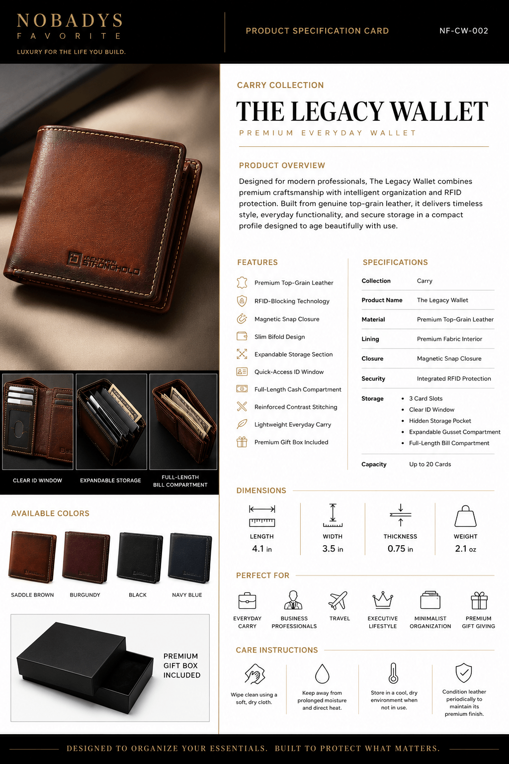 Executive Bifold Wallet - NobAdy's Favorite