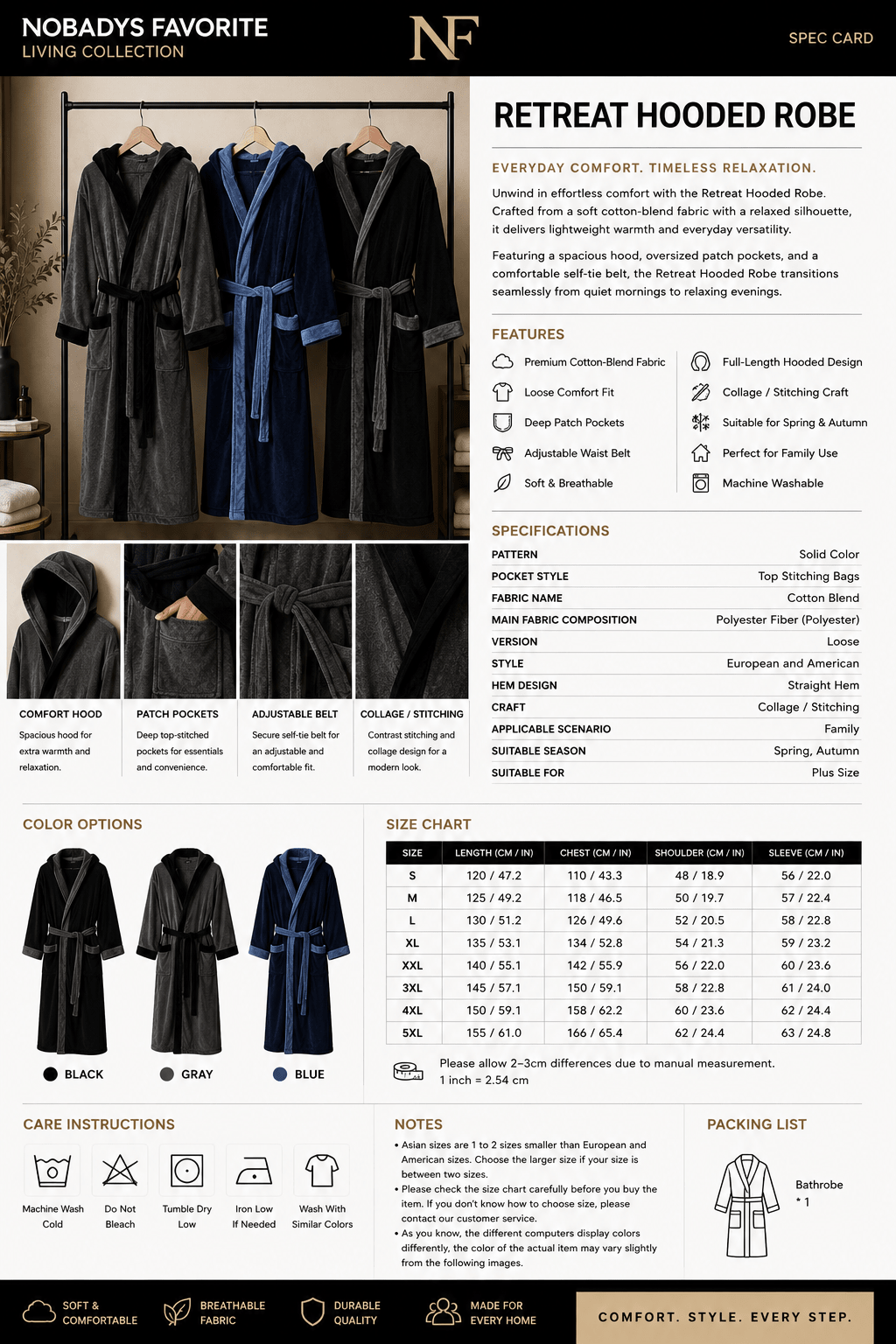 Retreat Hooded Robe - NobAdy's Favorite