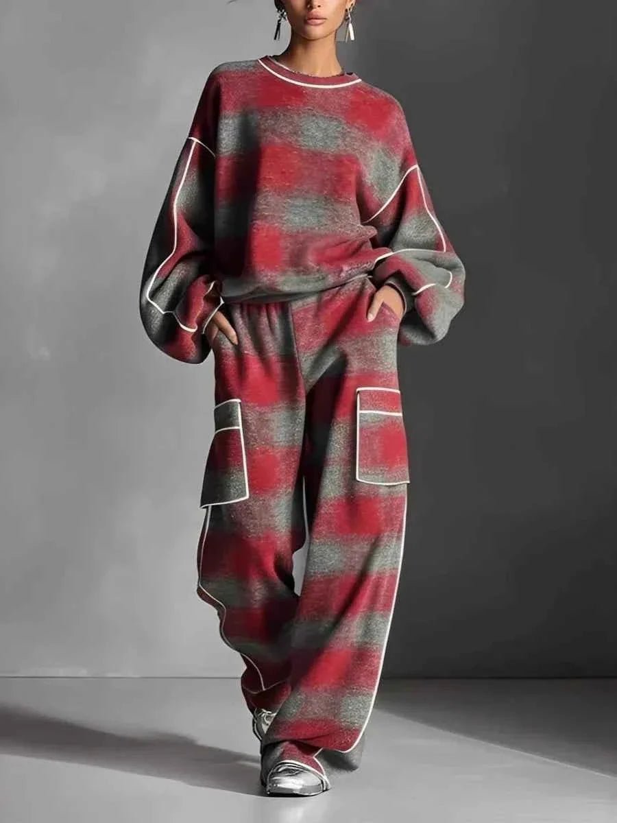 Women’s Plaid Oversized Tracksuit 2 Piece Set - NobAdy's Favorite
