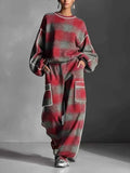 Women’s Plaid Oversized Tracksuit 2 Piece Set - NobAdy's Favorite