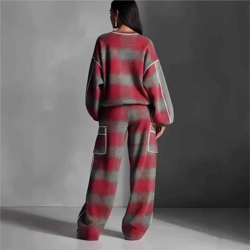 Women’s Plaid Oversized Tracksuit 2 Piece Set - NobAdy's Favorite