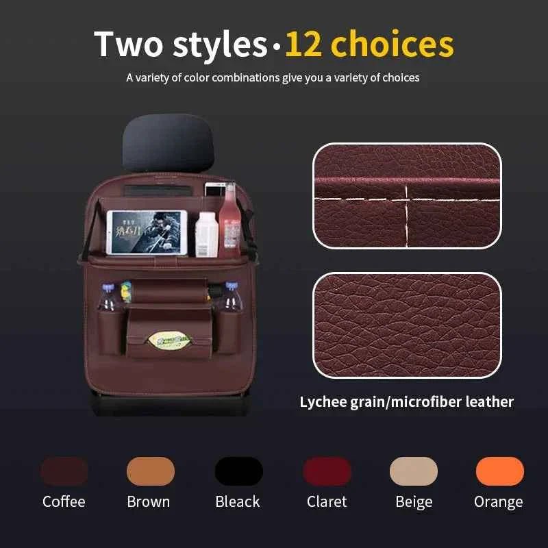 Car Back Seat Organizer Storage Bag with Foldable Table Tray Tablet Holder Tissue Box Auto Back Seat Bag Protector Accessories - NobAdy's Favorite