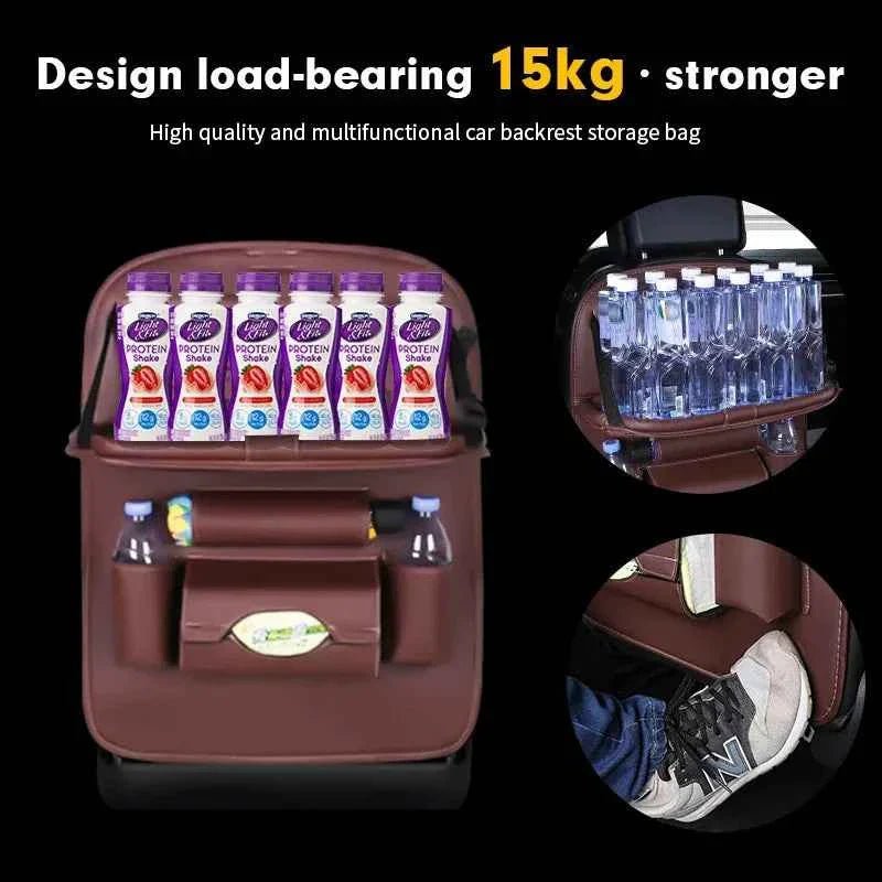 Car Back Seat Organizer Storage Bag with Foldable Table Tray Tablet Holder Tissue Box Auto Back Seat Bag Protector Accessories - NobAdy's Favorite