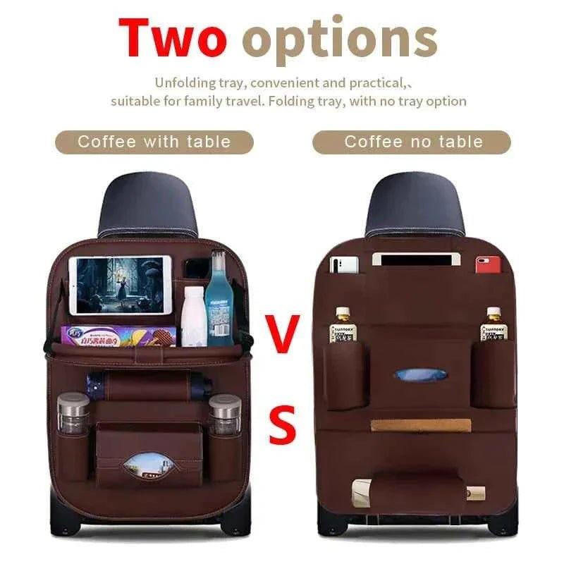 Car Back Seat Organizer Storage Bag with Foldable Table Tray Tablet Holder Tissue Box Auto Back Seat Bag Protector Accessories - NobAdy's Favorite