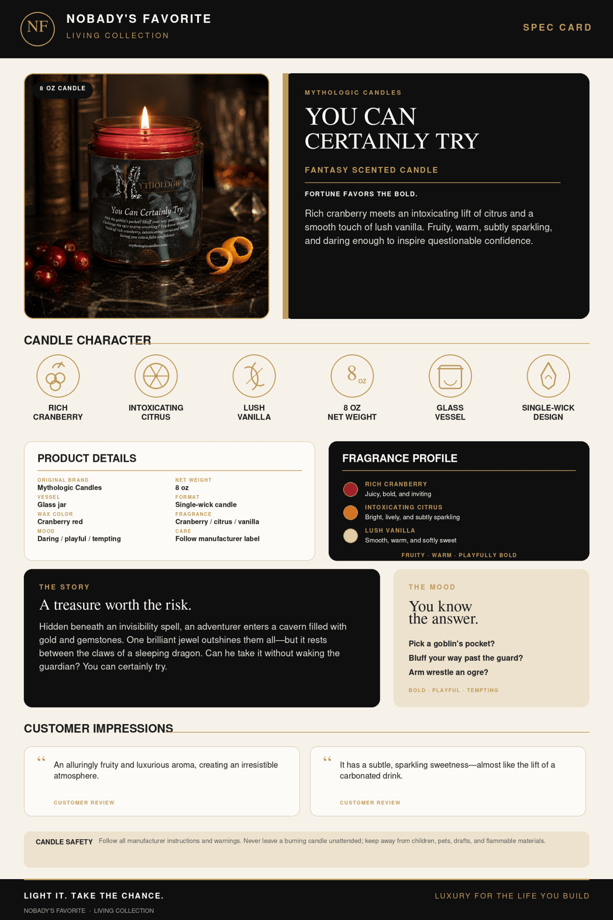"You Can Certainly Try" Fantasy Scented Candle - NobAdy's Favorite