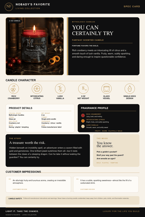"You Can Certainly Try" Fantasy Scented Candle - NobAdy's Favorite