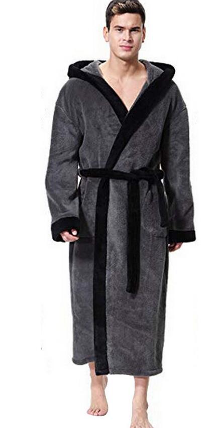 Men's Simple Colorblock Hood Patch Pocket Bathrobe - NobAdy's Favorite