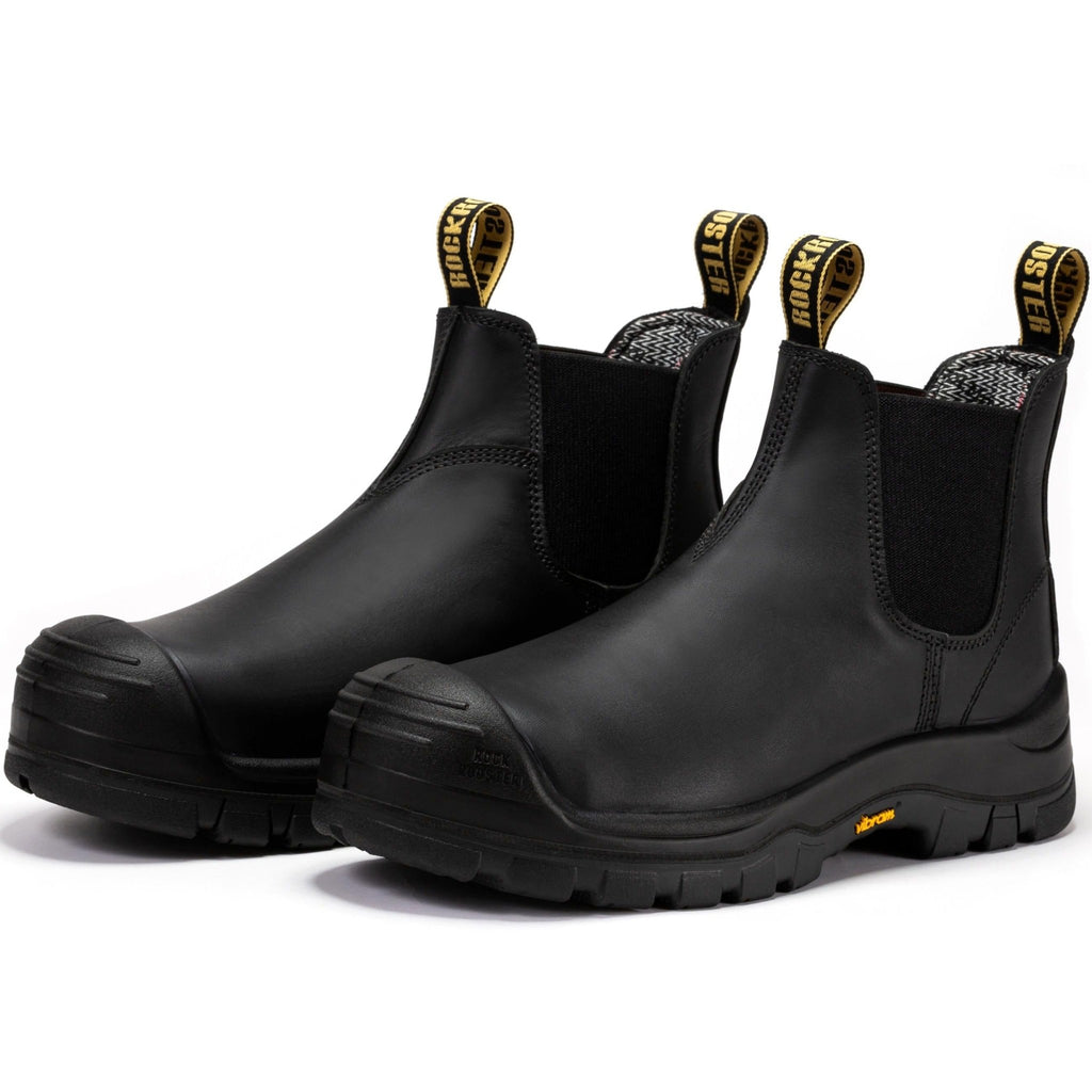 ROCKROOSTER Beaufort Men's Black 6 inch Composite Toe Pull-on Leather Work Boots VAK630 - NobAdy's Favorite